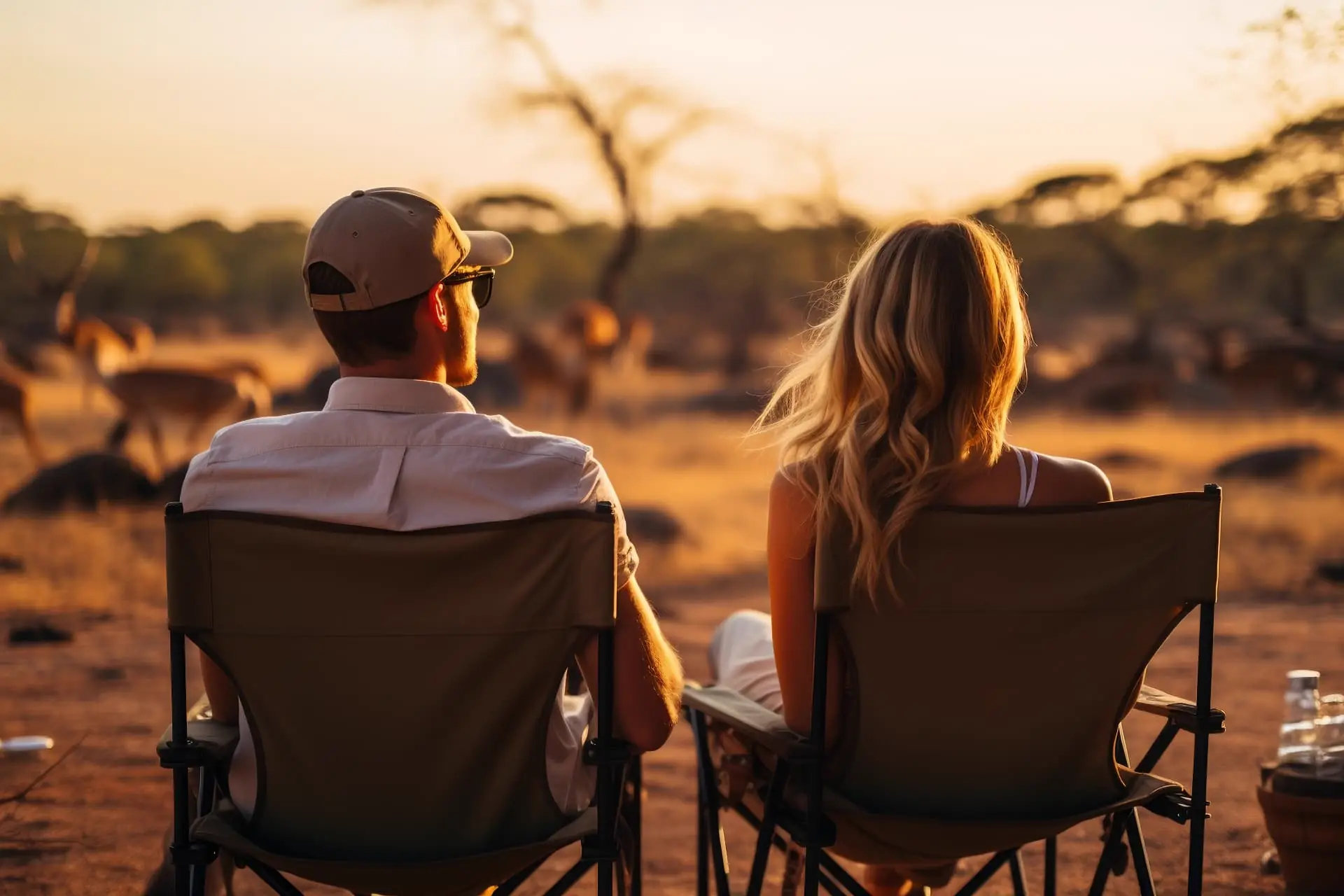 Sundowner im Busch eines privaten Wildreservats im Greater Kruger in Südafrika